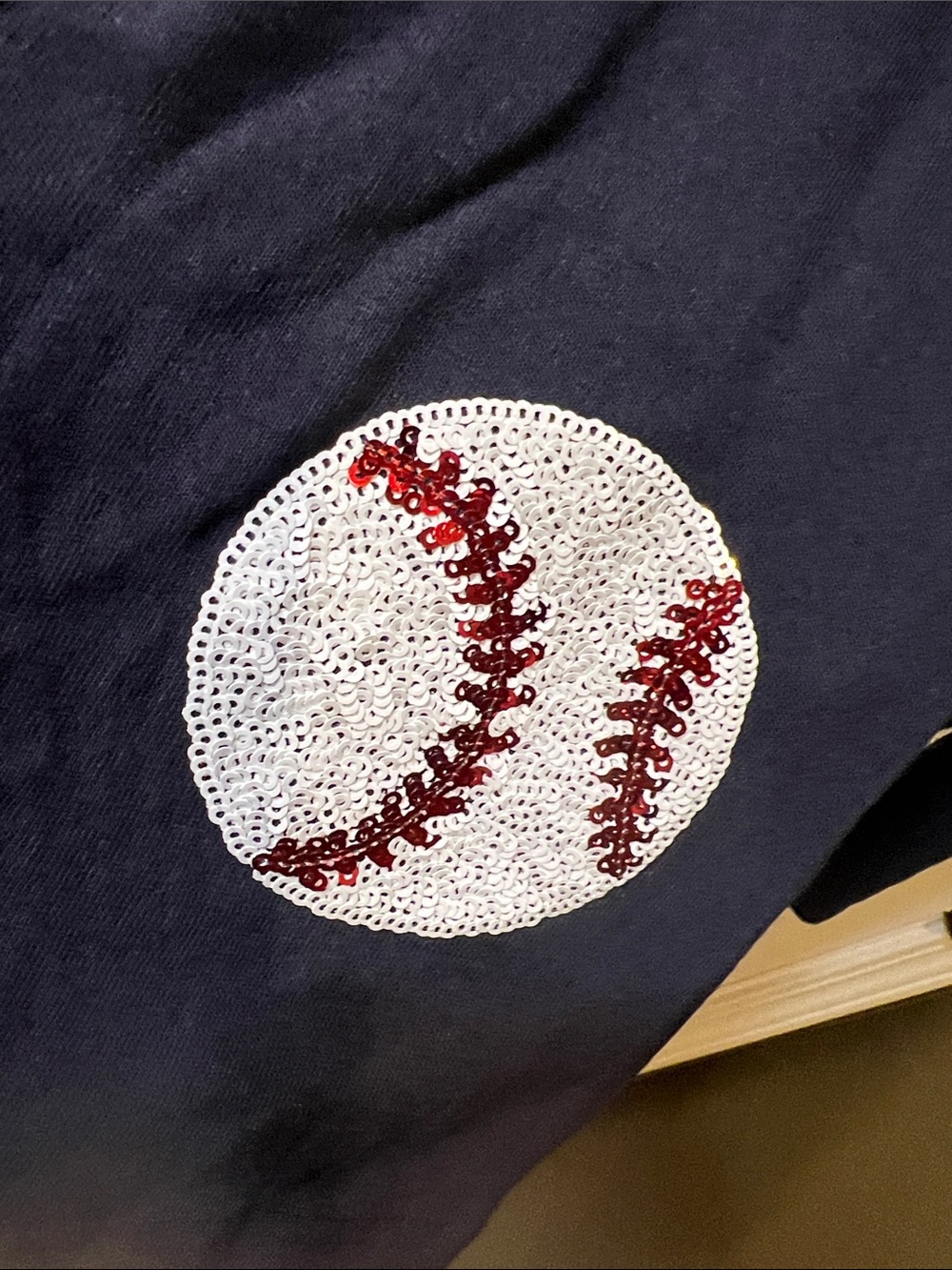 Fantastic Fawn Navy Sequin Baseball Tee Oversized - Picture 4 of 9
